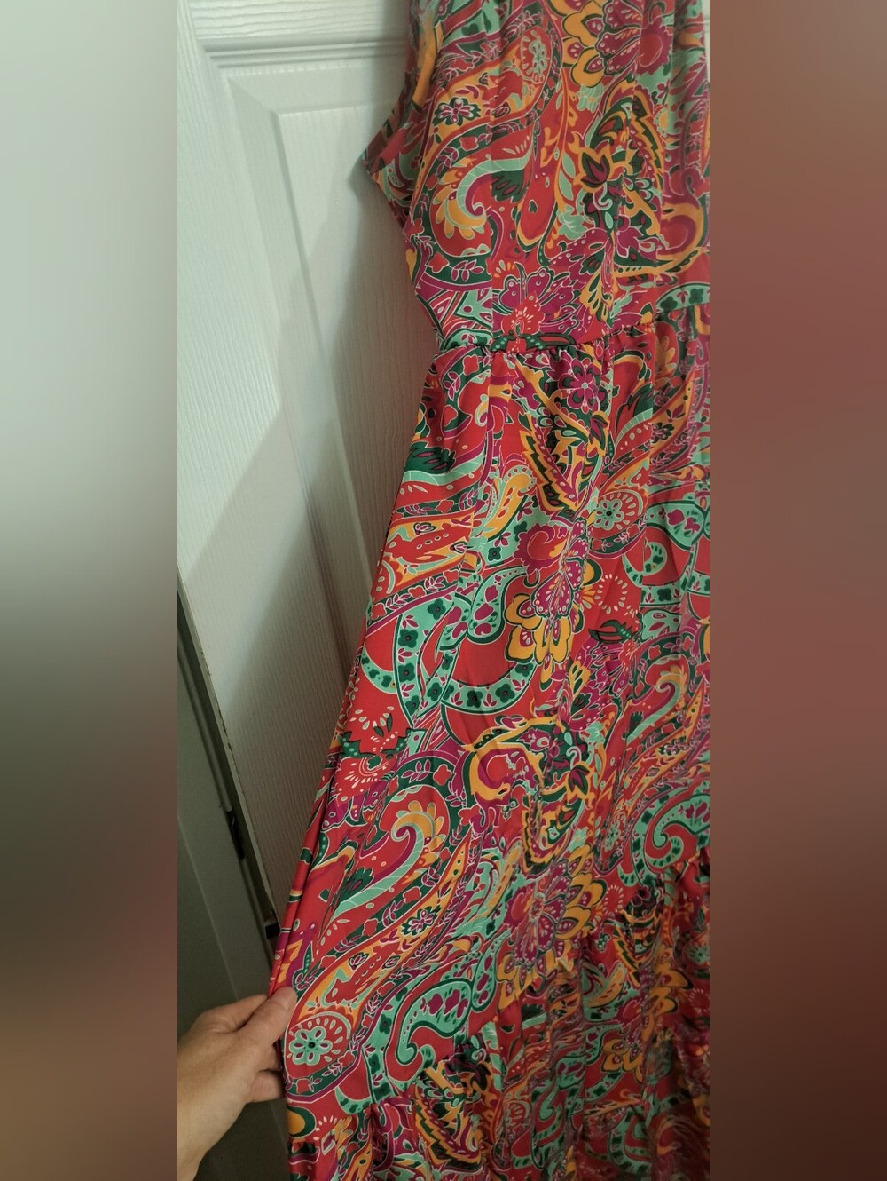 Brand New Boho Paisley Halter Maxi Dress Approx. XL Size 14 Lightweight New - Picture 7 of 13